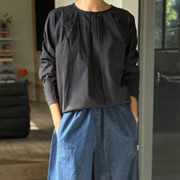 Julienne Long Sleeve Top in Black