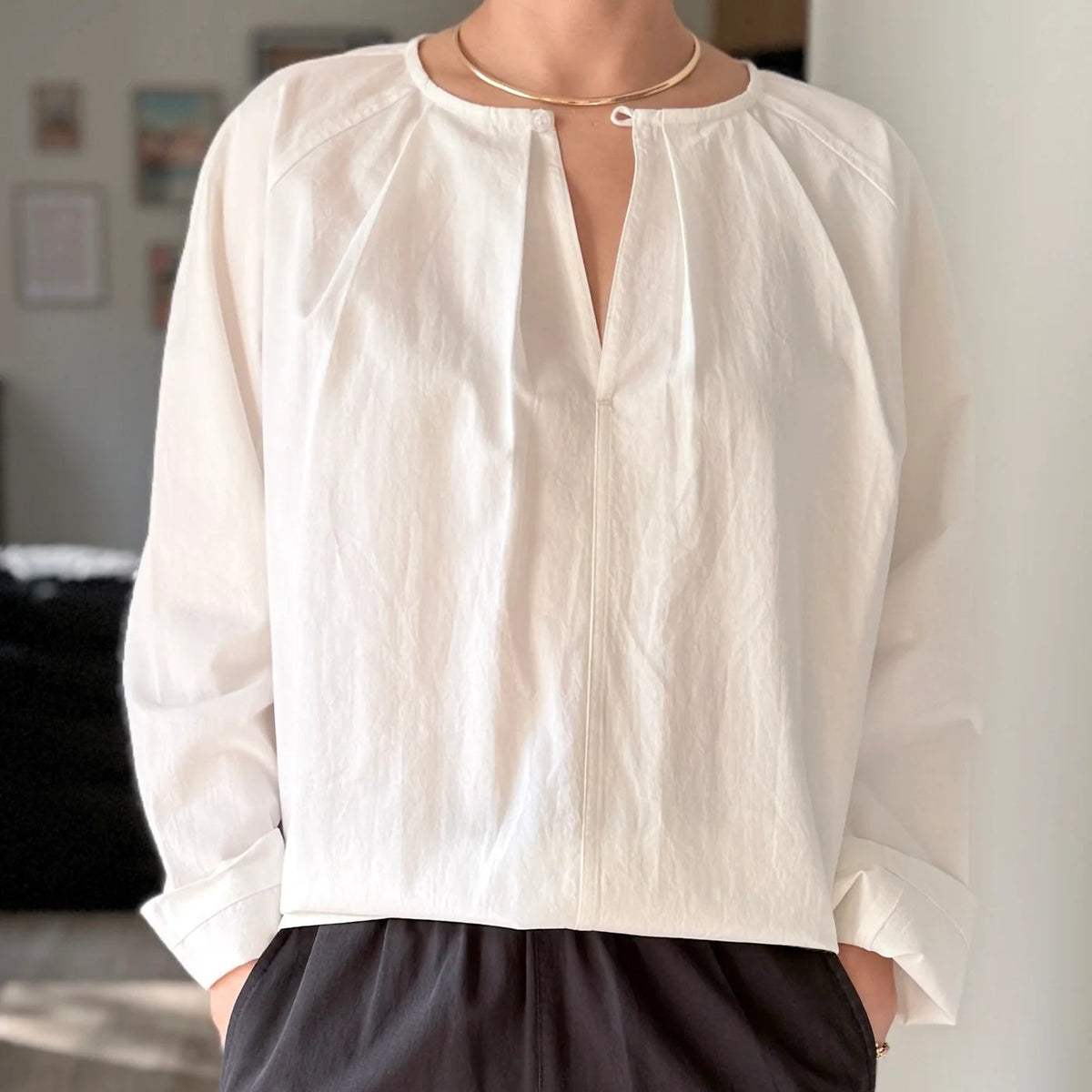 Julienne Long Sleeve Top in White