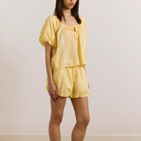 Maura Lace Trim Top in Butter