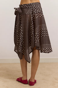 Parker Sash Skirt in Dark Brown