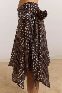 Parker Sash Skirt in Dark Brown
