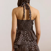 Leandra Halter Cami in Dark Brown Spot