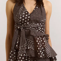 Leandra Halter Cami in Dark Brown Spot