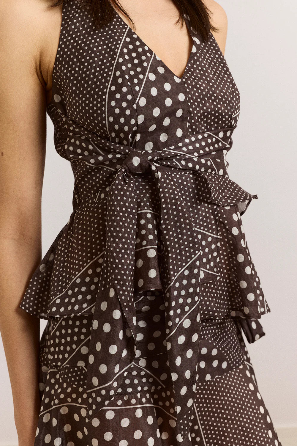 Leandra Halter Cami in Dark Brown Spot