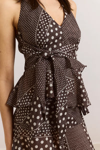 Leandra Halter Cami in Dark Brown Spot