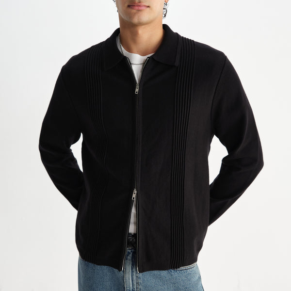 Lennox Zip Polo in Black