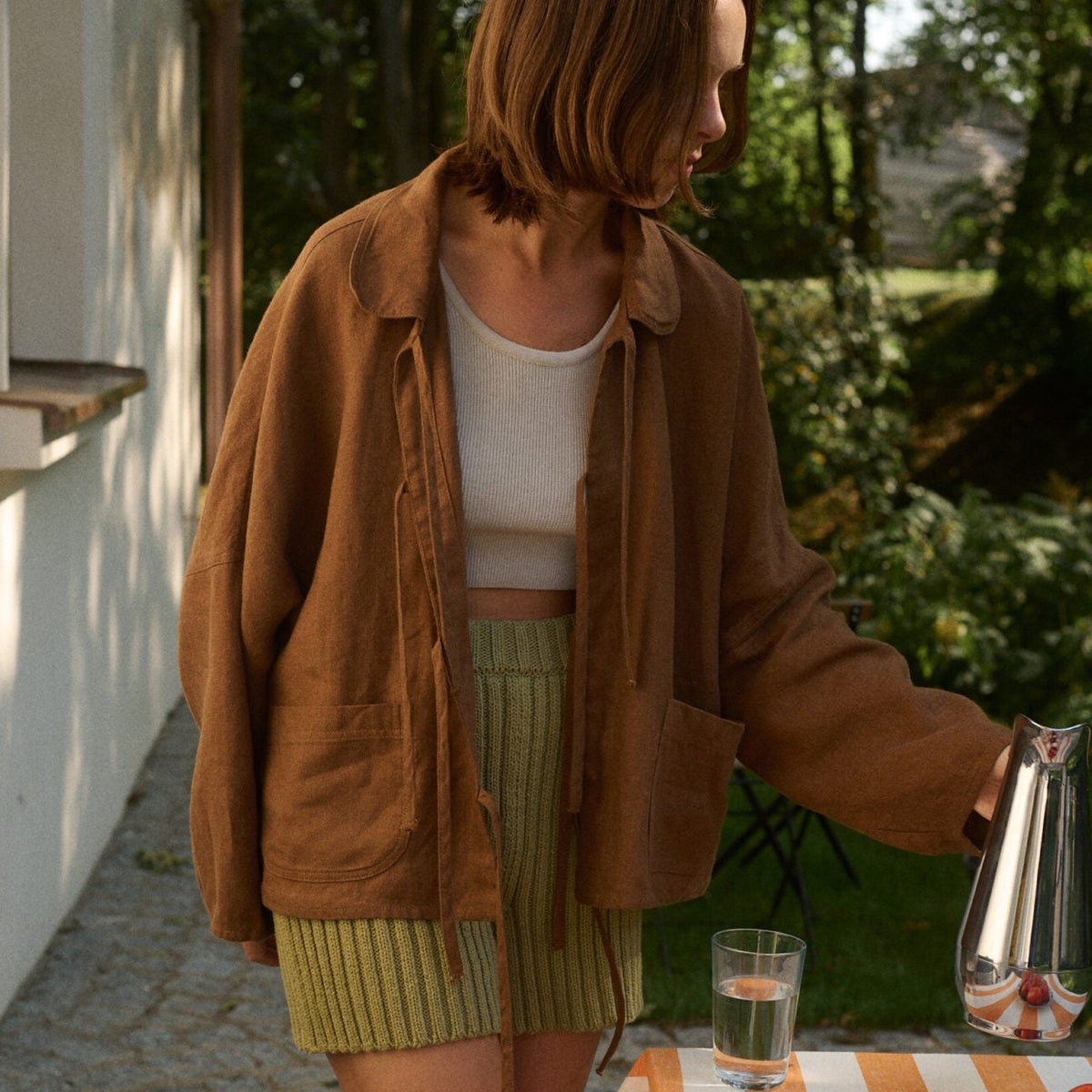 Monika Wool Blend Jacket in Brown