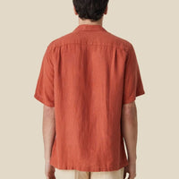 Linen Camp Collar Shirt in Terracotta