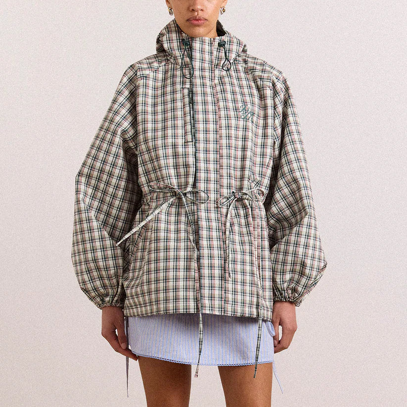 Liu Raincoat in Elderberry Check