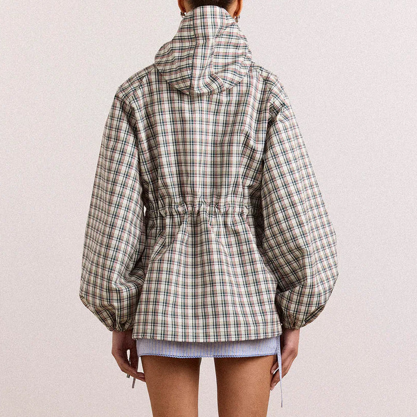 Liu Raincoat in Elderberry Check