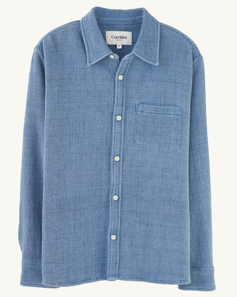 Waffle LS Shirt in Indigo