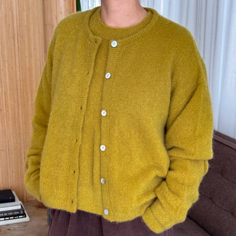 Leila Mohair Cardigan in Bistro Yellow