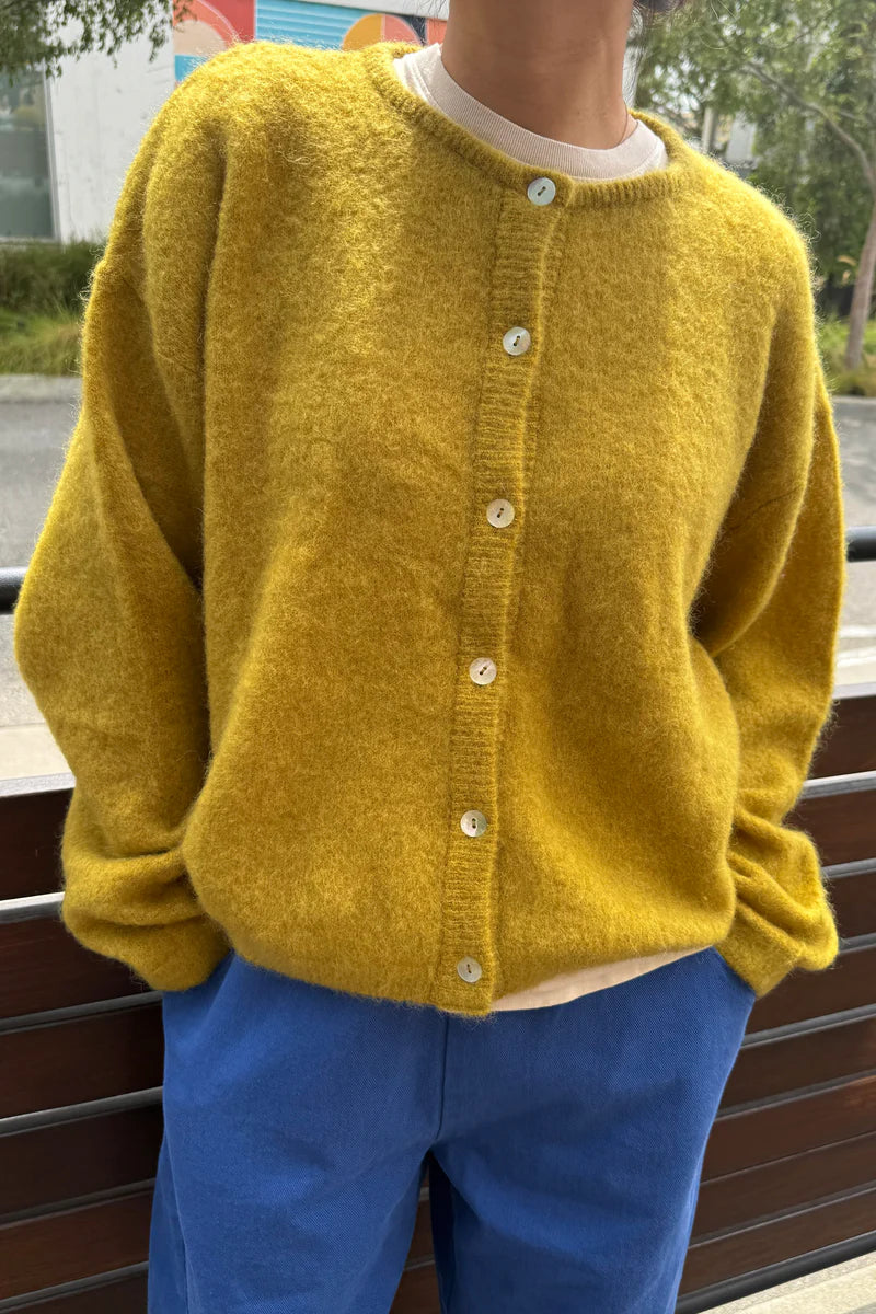 Leila Mohair Cardigan in Bistro Yellow