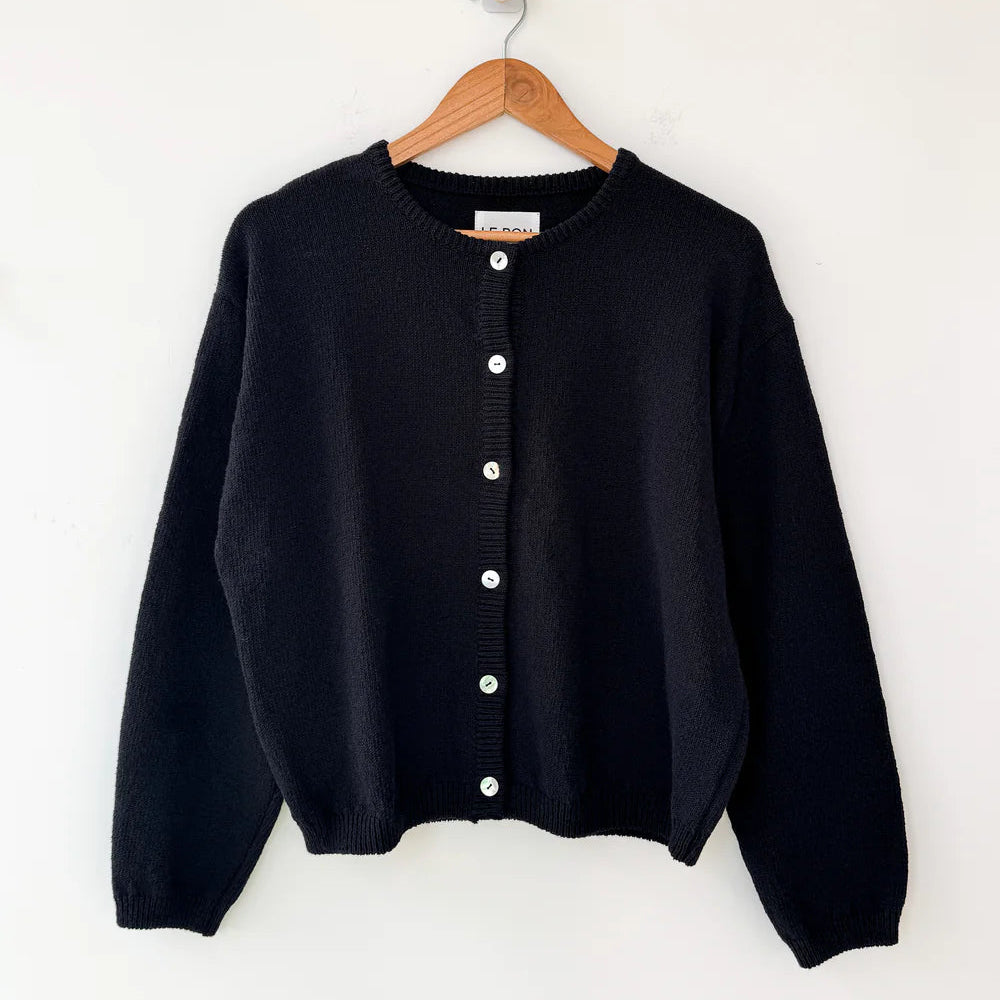 Cotton Leila Cardigan in Black