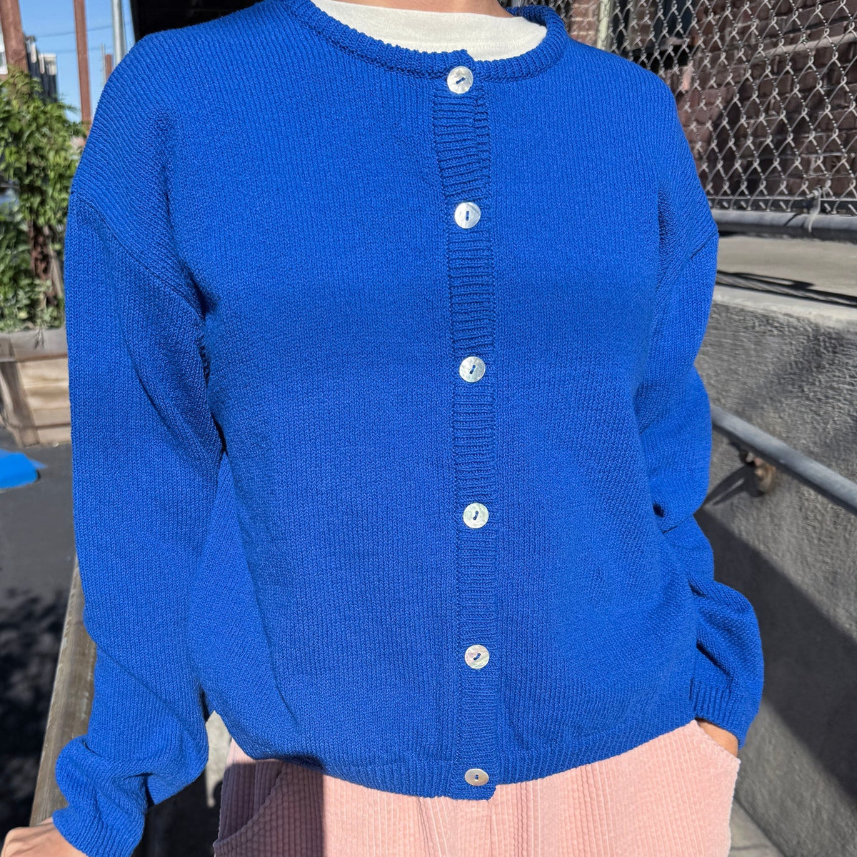 Cotton Leila Cardigan in Cobalt