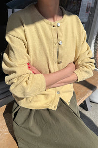 Cotton Leila Cardigan in Custard