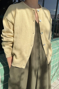Cotton Leila Cardigan in Custard