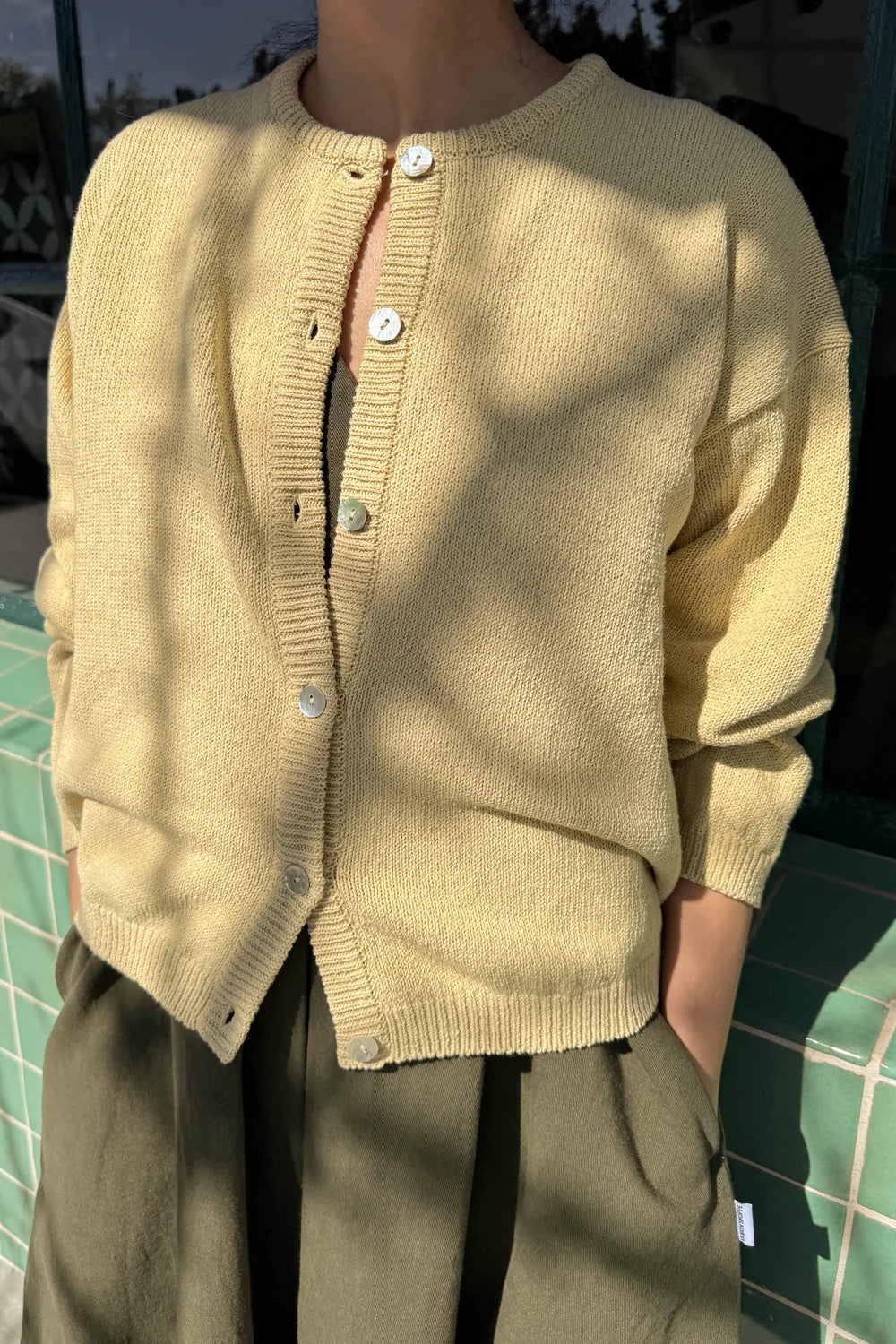 Cotton Leila Cardigan in Custard