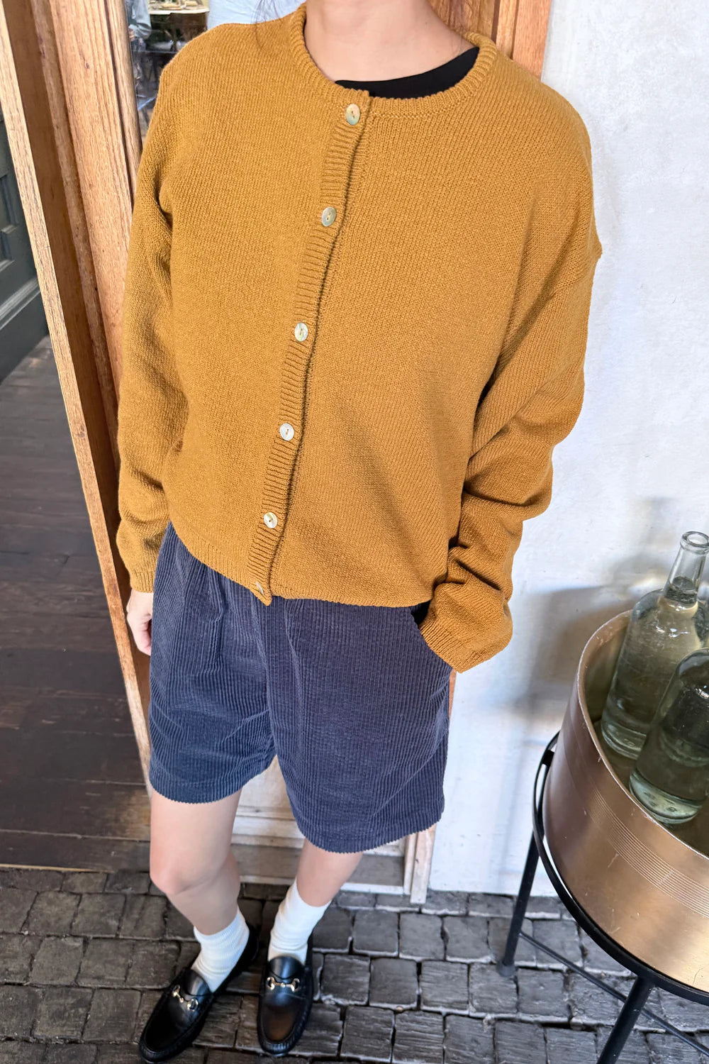 Cotton Leila Cardigan in Dijon