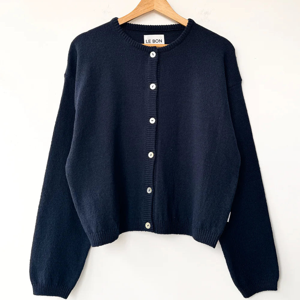 Cotton Leila Cardigan in Navy