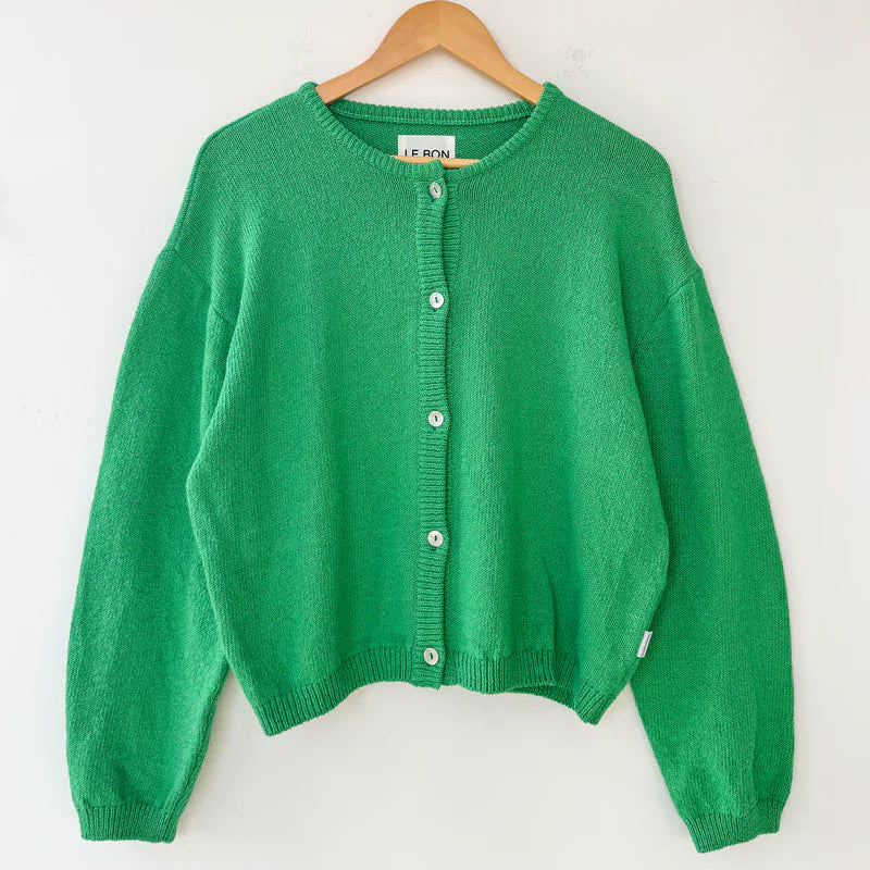 Cotton Leila Cardigan in Spring Green