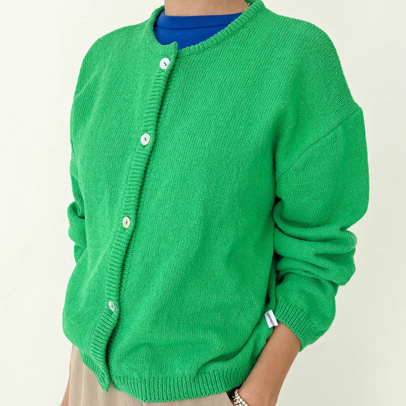 Cotton Leila Cardigan in Spring Green