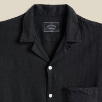 Linen Camp Collar Shirt in Black
