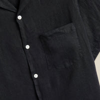 Linen Camp Collar Shirt in Black
