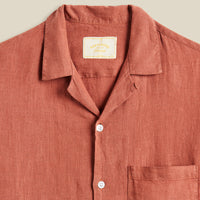 Linen Camp Collar Shirt in Terracotta