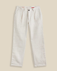 Single Pleat Linen Trousers in Ecru