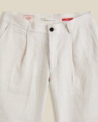 Single Pleat Linen Trousers in Ecru