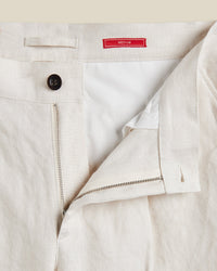 Single Pleat Linen Trousers in Ecru