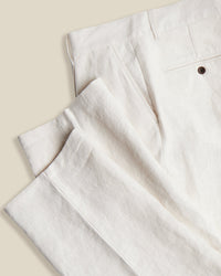 Single Pleat Linen Trousers in Ecru