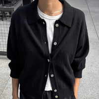 Lou Cashmere Cardigan in Black