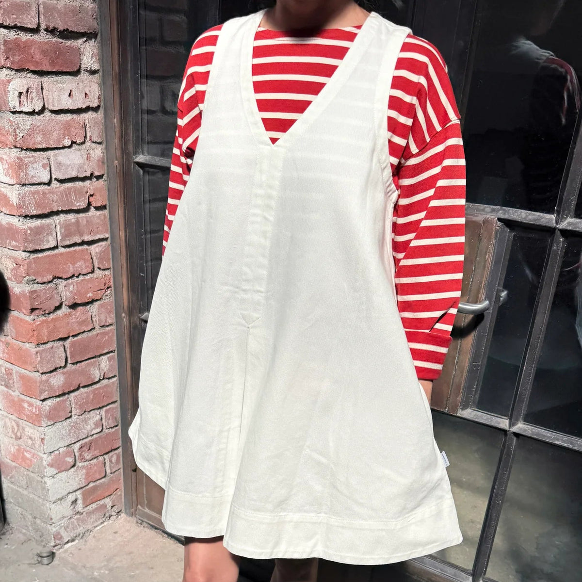 Mable Dress in White Denim