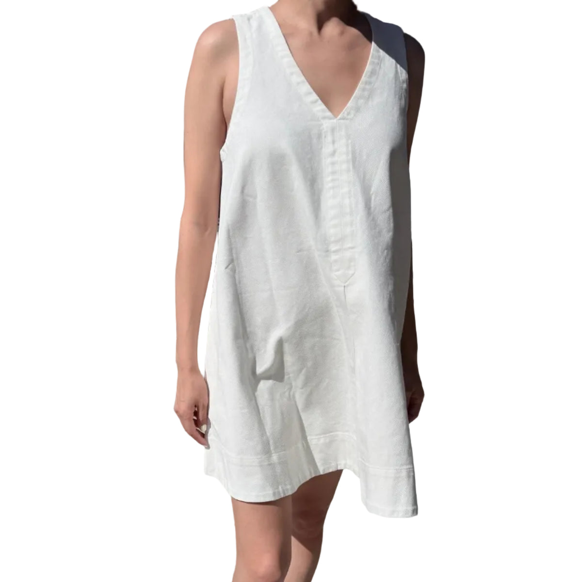 Mable Dress in White Denim