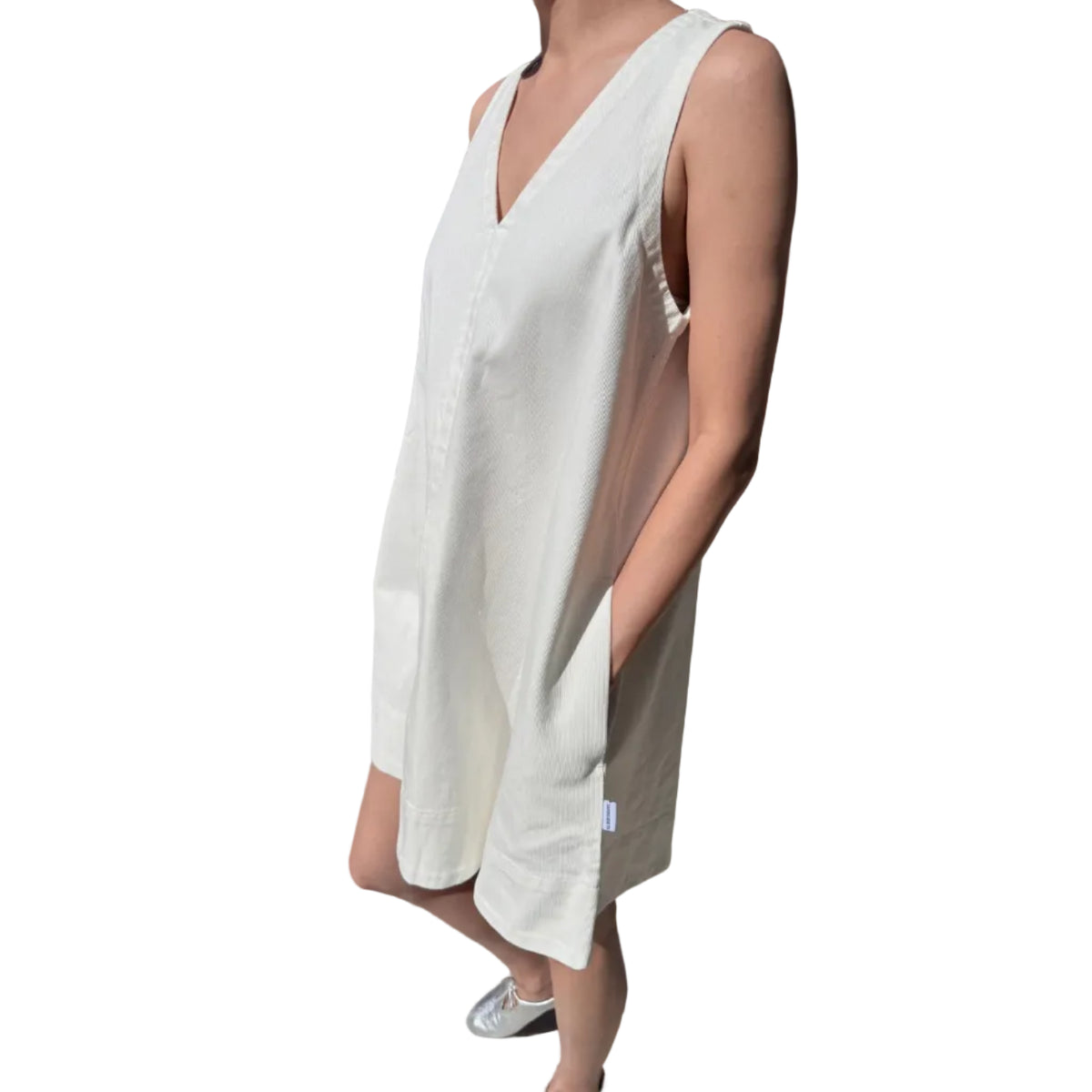 Mable Dress in White Denim