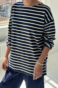 Marseille Top in White Stripe/Navy