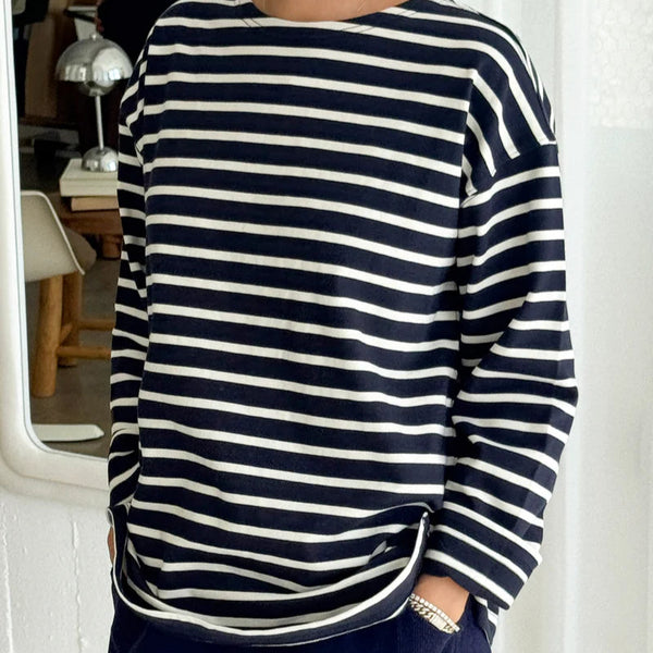Marseille Top in White Stripe/Navy