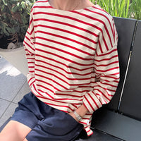 Marseille Top in Red Stripe/Cream