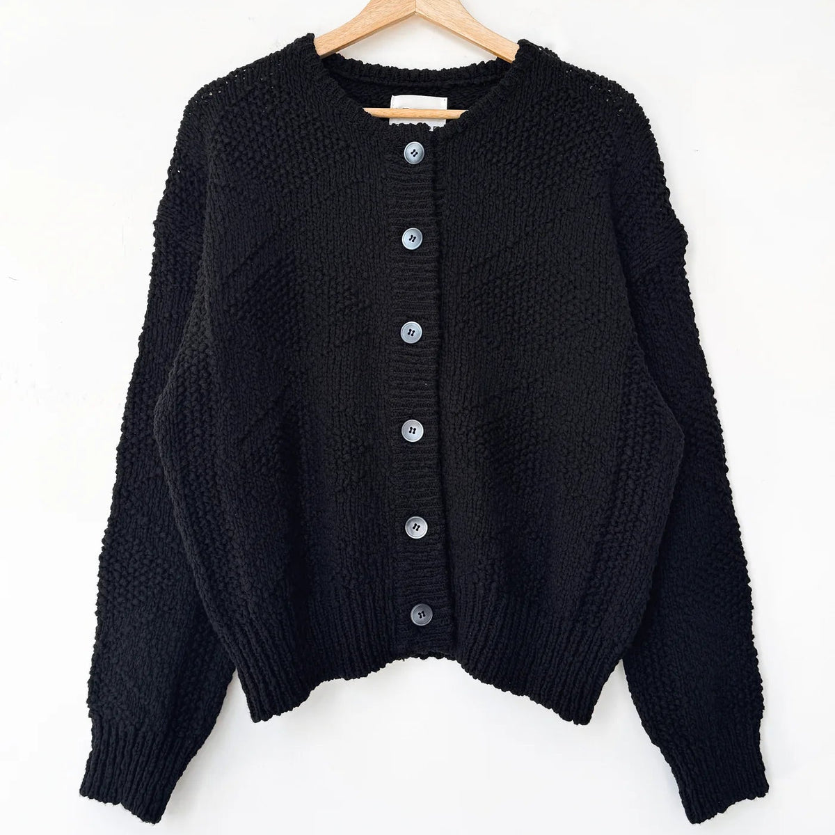 Mason Cotton Cardigan in Black