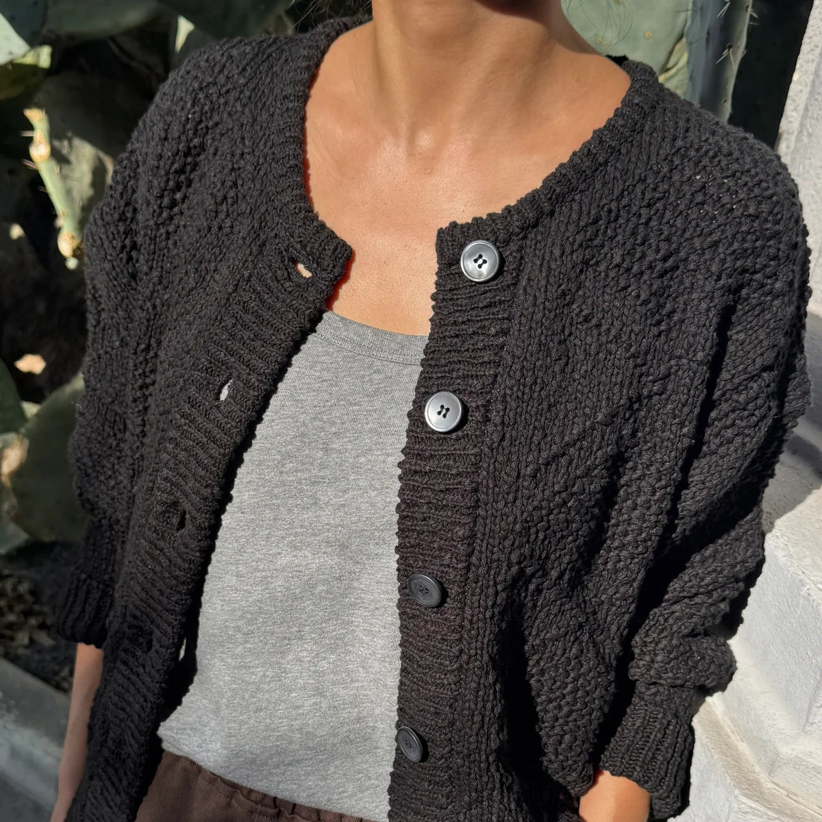 Mason Cotton Cardigan in Black