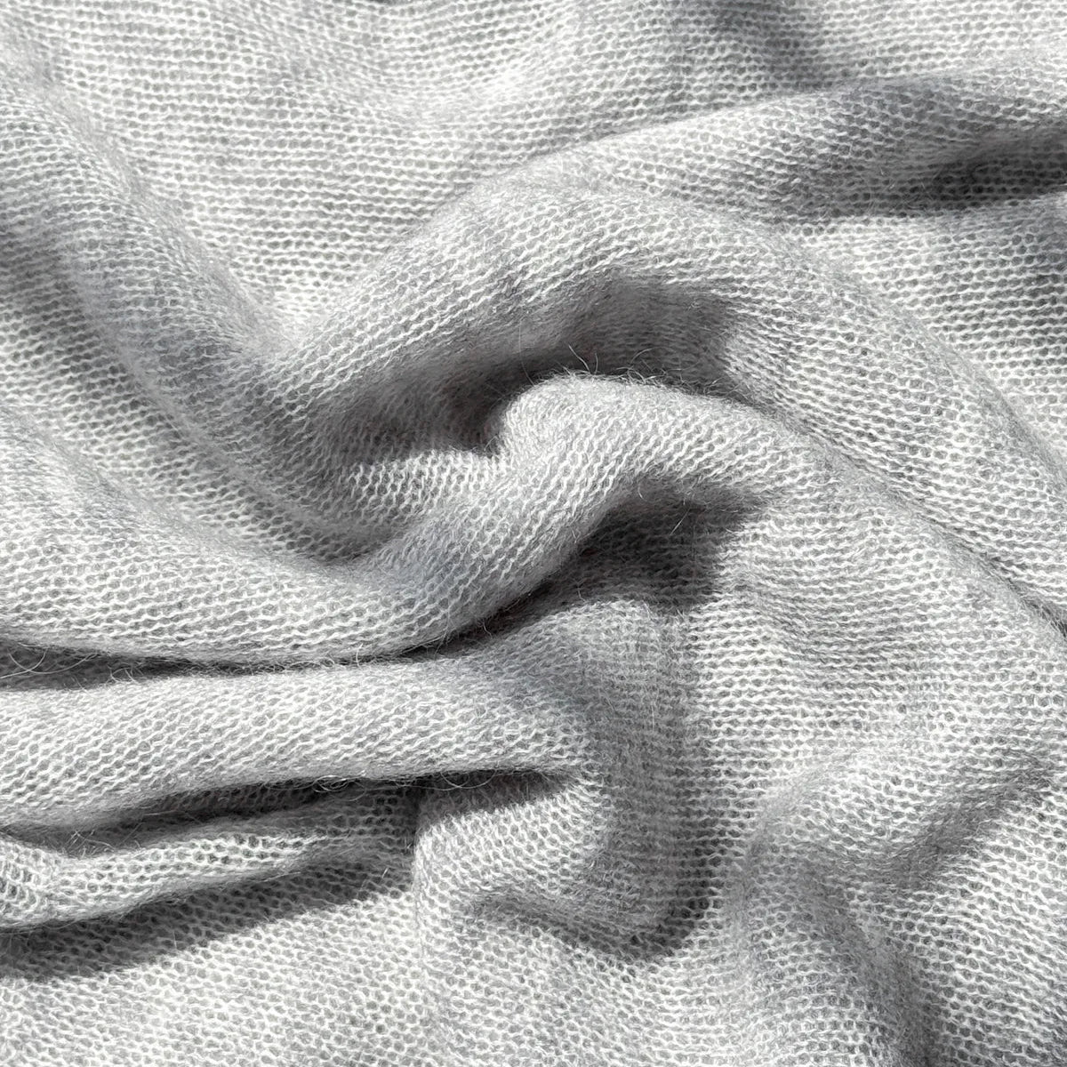 Matthew V-Neck Mohair Sweater in Icy Grey