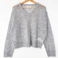 Matthew V-Neck Mohair Sweater in Icy Grey