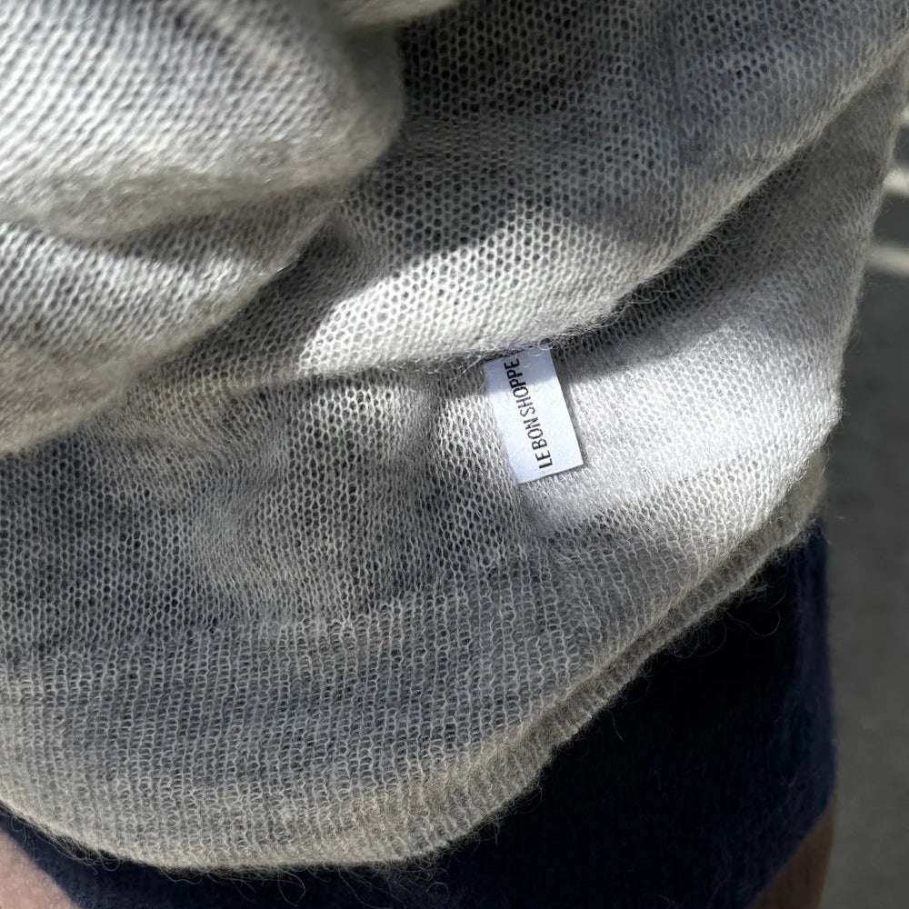 Matthew V-Neck Mohair Sweater in Icy Grey