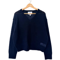 Matthew V-Neck Mohair Sweater in Navy