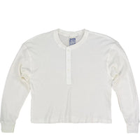 Mesa Cropped Thermal Henley in Washed White