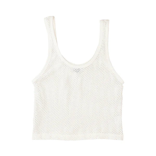 Mesh Sporty Tank in Washed White