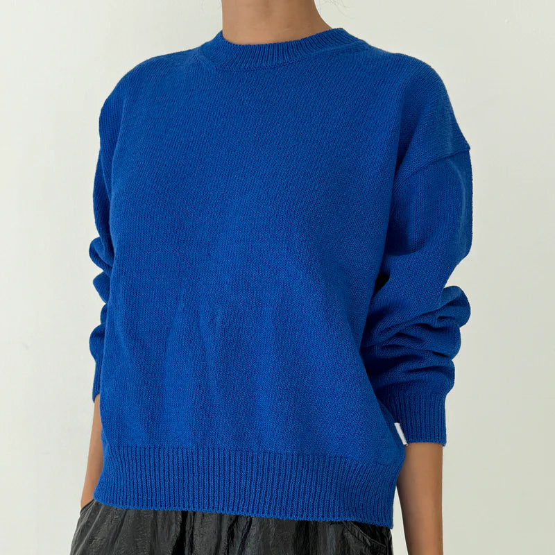Milo Cotton Sweater in Cobalt