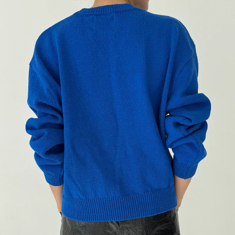 Milo Cotton Sweater in Cobalt